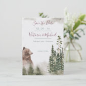 Invitation Forêt d'aquarelle de bois Enregistrer la date (Debout devant)