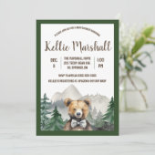 Invitation Forêt d'aquarelle, Ours en peluche, Baby shower (Debout devant)