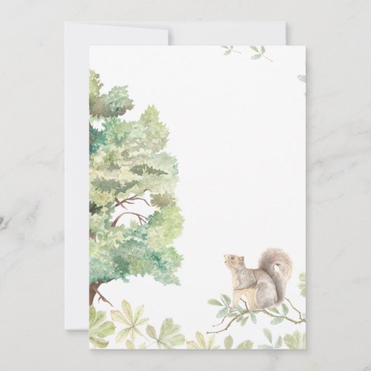 Invitation Forêt d'aquarelle rustique (Dos)
