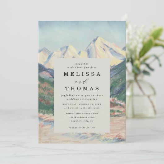 Invitation Forêt d'arbres de montagne Mariage rustique à peti (Debout devant)