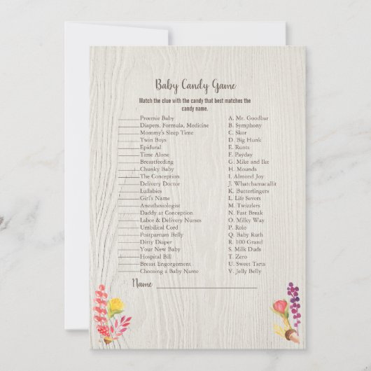 Invitation Forêt d'automne animal bébé bonbon douche Jeu (Devant)