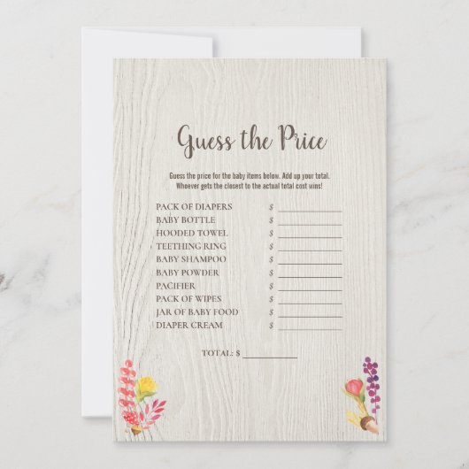 Invitation Forêt d'Automne Devinez Le Prix Jeu De Douche (Devant)