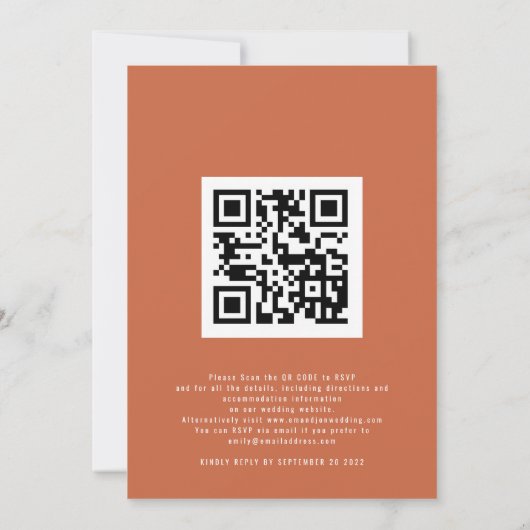 Invitation Forêt d'automne Photo QR Code Mariage Terracotta (Dos)