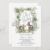 Invitation Forêt de bois Animaux Unisex Baby shower (Devant / Derrière)