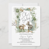 Invitation Forêt de bois Animaux Unisex Baby shower (Devant)