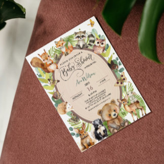 Invitation Forêt de bois Baby shower animal Verdure rustique
