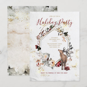 Invitation Forêt de bois Cerf Floral Fête