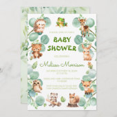 Invitation Forêt de bois Créatures bébé garçon douche (Devant / Derrière)