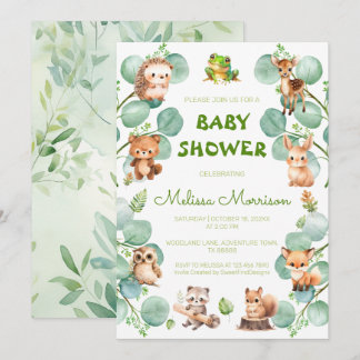Invitation Forêt de bois Créatures bébé garçon douche