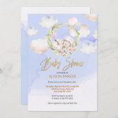 Invitation Forêt de bois mignonne Lapin Ciel bleu | BABY SHOW (Devant / Derrière)