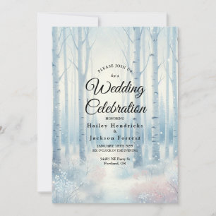Invitation Forêt de bouleau bleu givré pour mariage