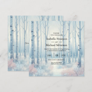 Invitation Forêt de bouleau bleu givré pour mariage