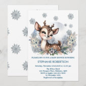 Invitation Forêt de cerfs mignons art à l'aquarelle en hiver (Devant / Derrière)