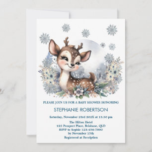 Invitation Forêt de cerfs mignons art aquarelle hiver monde m