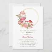 Invitation Forêt de champignon Whimsical Woodland 1er anniver (Devant)