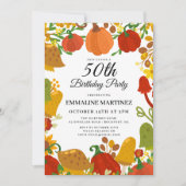 Invitation Forêt de champignons citrouilles automne 50e anniv (Devant)