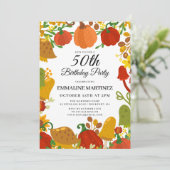 Invitation Forêt de champignons citrouilles automne 50e anniv (Debout devant)