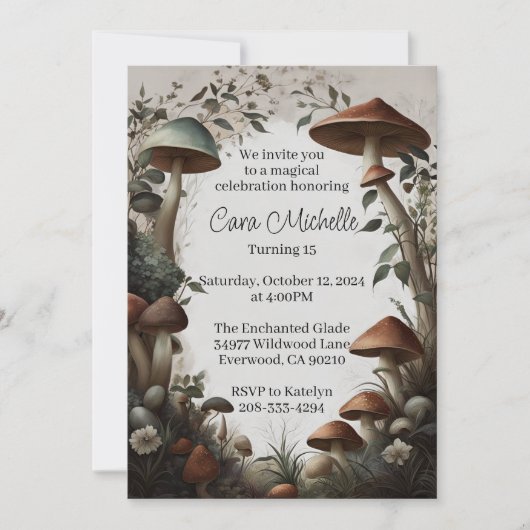 Invitation Forêt de champignons géants (Devant)