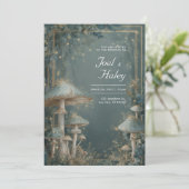 Invitation Forêt de champignons gris bleu éthéré Lumière doré (Debout devant)