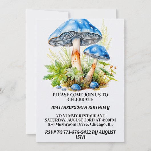 Invitation Forêt de champignons psychédélique Imprimer fête d (Devant)