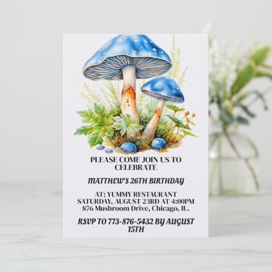 Invitation Forêt de champignons psychédélique Imprimer fête d (Debout devant)