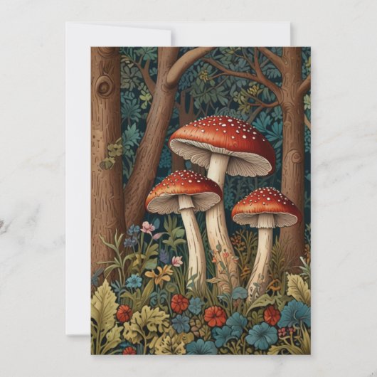 Invitation Forêt de champignons rétro (Devant)