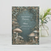 Invitation Forêt de champignons sarcelle éthérée cadre doré m (Debout devant)