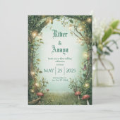 Invitation Forêt de conte de fées fantaisiste et clairière lu (Debout devant)