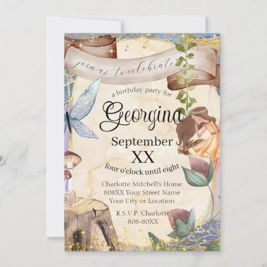 Invitation Forêt de contes de fées enchantées (Devant)