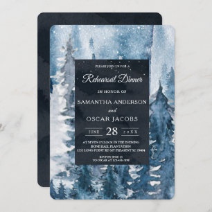 Invitation Forêt de couleur d'hiver et marine Blue & White In