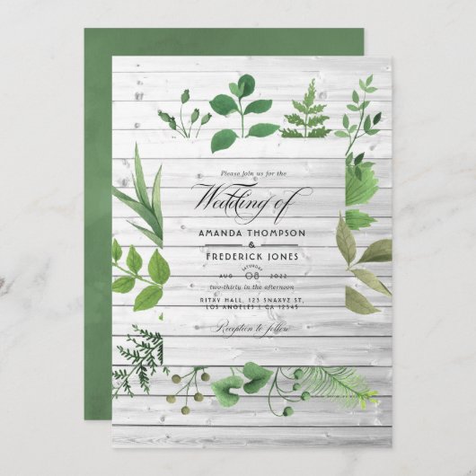 Invitation Forêt de forêt verte Mariage rustique Photo (Devant / Derrière)