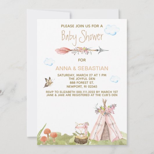 Invitation *~* Forêt de la forêt bohème de Boho Fox (Dos)