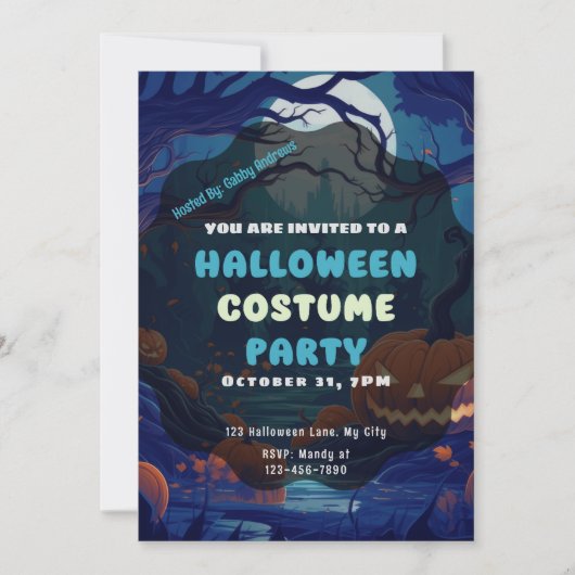 Invitation Forêt de Lanternes Jack-O' Pleine lune Halloween (Devant)