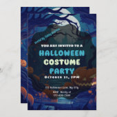 Invitation Forêt de Lanternes Jack-O' Pleine lune Halloween (Devant / Derrière)