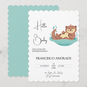 Invitation Forêt de loutre mignonne aquarelle d'animal