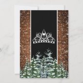 Invitation Forêt de neige noire et pin de bois Tiara Quinceañ (Dos)