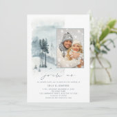 Invitation Forêt de neige Photo Rejoignez-nous Code QR Mariag (Debout devant)