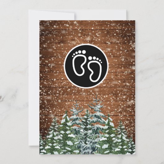 Invitation Forêt de neige Pine Bébé Garçon Fête de naissance (Dos)