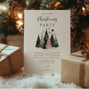 Invitation Forêt de Noël rose
