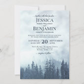 Invitation Forêt de pin bleu foncé Rustique Mariage extérieur (Devant)