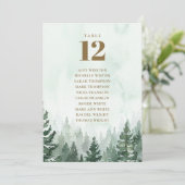 Invitation Forêt de pin rustique Tableau Numéro de siège Grap (Debout devant)