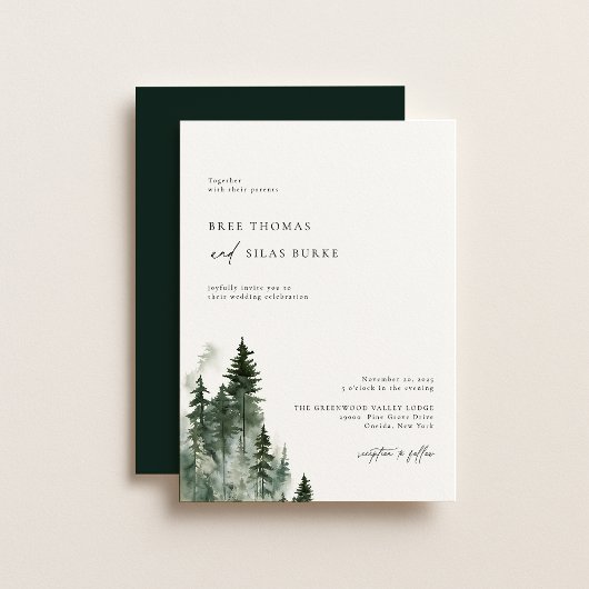 Invitation Forêt de pin sauvage Mariage rustique