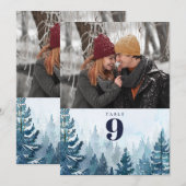 Invitation Forêt de pins d'hiver rustique Numéro de tableau d (Devant / Derrière)