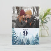 Invitation Forêt de pins d'hiver rustique Numéro de tableau d (Debout devant)