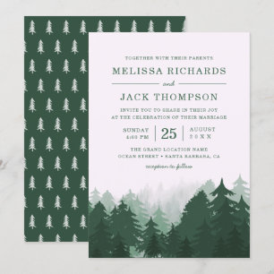 Invitation Forêt de pins d'hiver Vert Mariage rustique