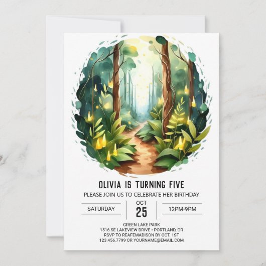 Invitation Forêt de pins enchantée Anniversaire (Devant)