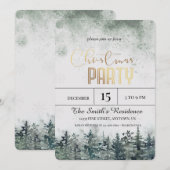 Invitation Forêt de pins enneigée à l'aquarelle Noël (Devant / Derrière)