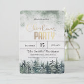 Invitation Forêt de pins enneigée à l'aquarelle Noël (Debout devant)