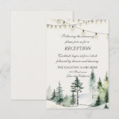 Invitation Forêt de pins, Réception de mariage avec guirlande (Devant / Derrière)