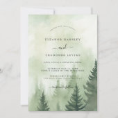 Invitation Forêt de pins rustique aquarelle mariage   (Devant)